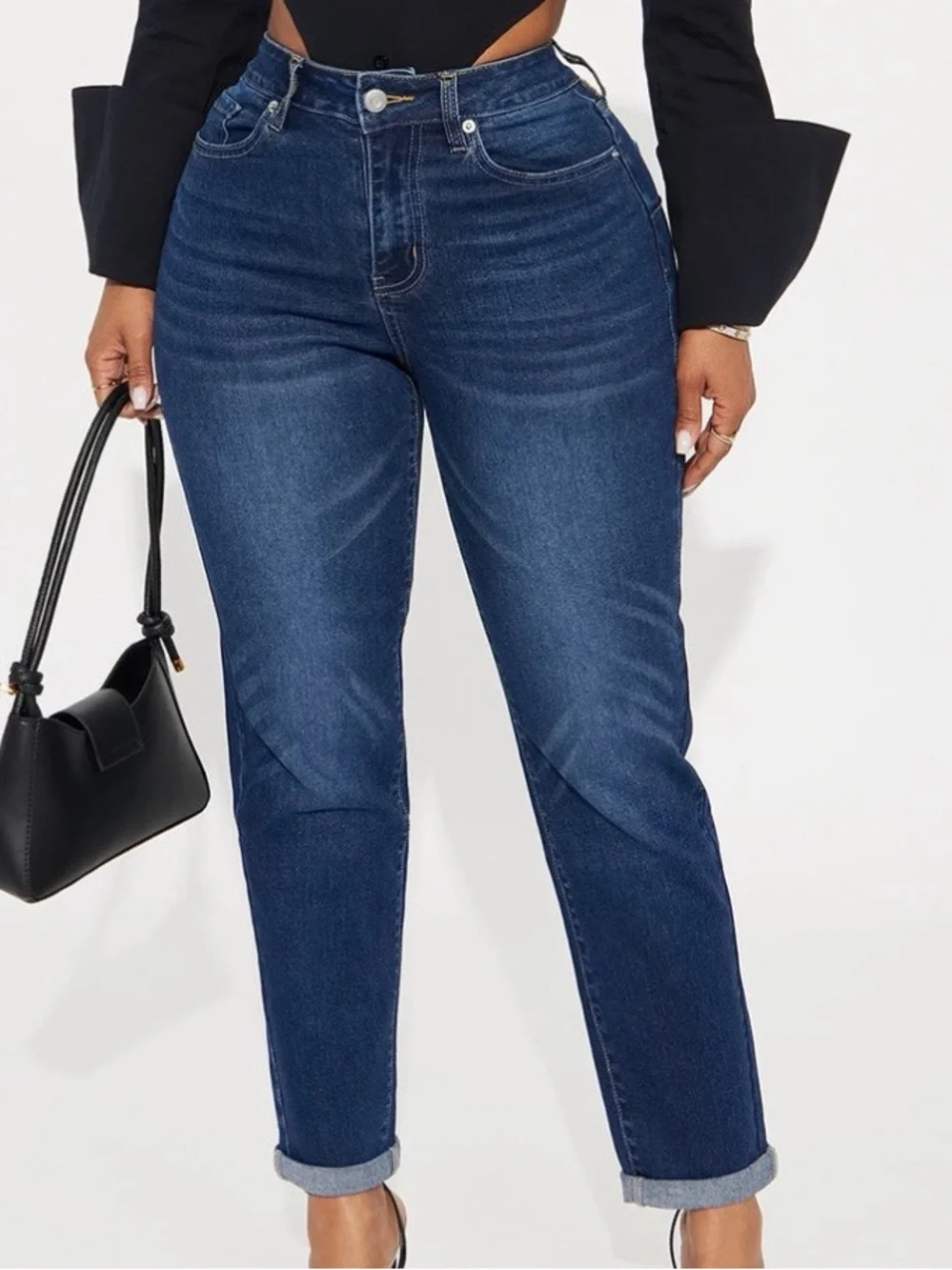 Fashion Nova Dark Blue Boyfriend Jeans